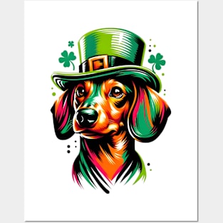 Dachshund Dog Joins Saint Patrick's Day Festivities Posters and Art